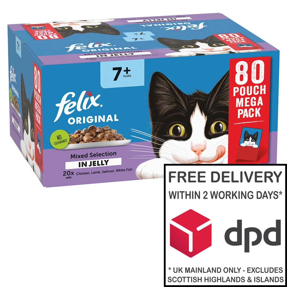 PURINA Felix SENIOR 7+ Mixed Selection Cat Food in Jelly Mega 80x85g Pouch Pack!