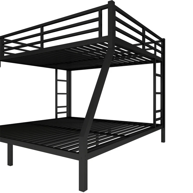Queen Over King Size Metal Bunk Bed with 2 Side Ladder for Teens Adults Black - Image 4 of 4