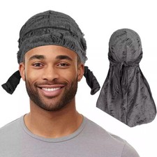 Men's Pre-Tied Head Scarf Wrap Durag Pirate Hat Bandana Turban Hijab Cap Bonnet