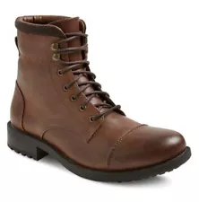 Men Brown Combat Boot, Cap Toe Military Boots, Handmade Leather Boot