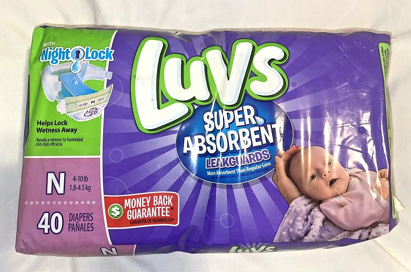 Luvs diapers Newborn super absorbent leakguards 2013 4-10 lbs. 40 CT