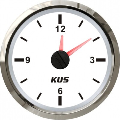 KUS - Quarz Uhr, weisses Display mit Edelstahl-Lünette