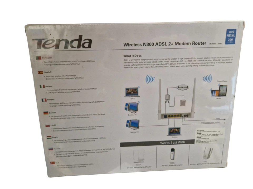Tenda Wireless N300 ADSL 2+ Modem Router Same-Day Dispatch! - Image 3 of 3