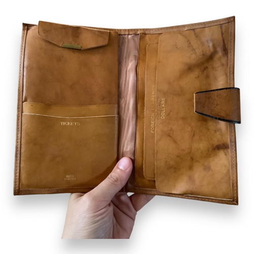 Vintage Rolfs Rindsleder braun Leder Reisebrieftasche Scheckbuch RCC Doppelfaltung - Bild 7 von 11