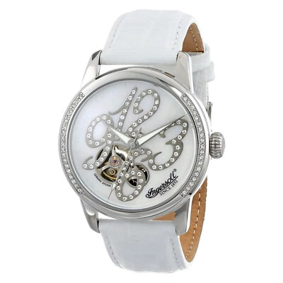 Ingersoll Uhr Blues IN4901WH Damenuhr Automatik Silber Leder Weiß Armbanduhr NEU - Bild 1 von 4