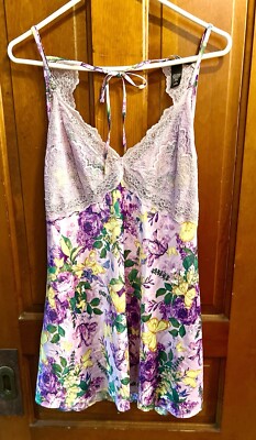 Victoria's Secret Women's Lace Plunge Back Slip Chemise Purple Butterflies  Large | eBay