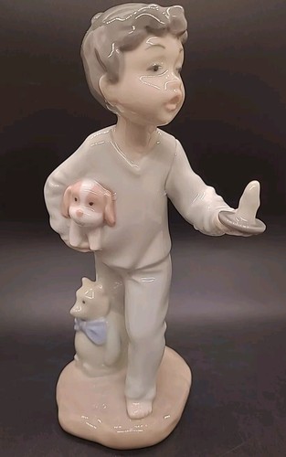 Seltene Nao by Lladro Figur Nite-Lite 1138 Schleife mit Kerze & Welpe - Bild 1 von 5