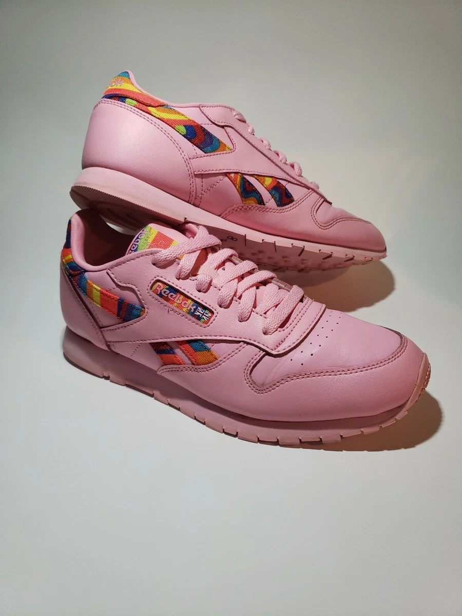 Reebok Classic Leather Size 6 Pink Rainbow Shoes CN7474 eBay