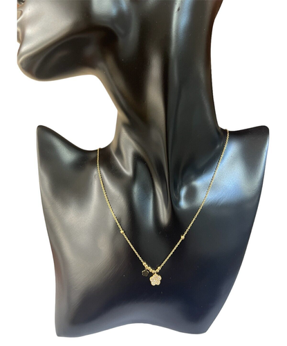 collana ciondolo donna ragazza oro giallo 18 kt 750 fiore fiori zirconi - Foto 2 di 3