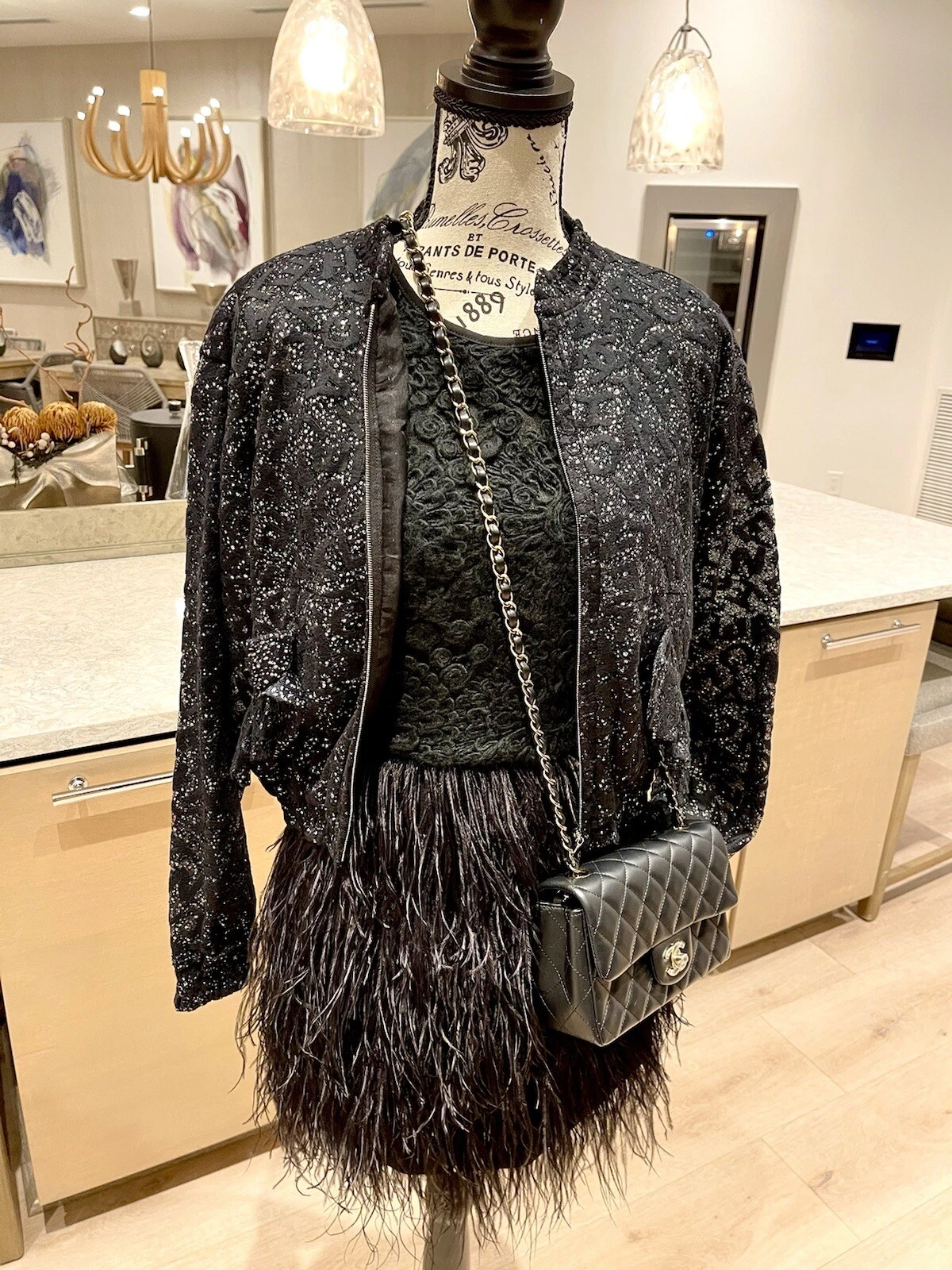 Giacca bomber da notte stellata Chanel 21B nuova con scatola collezione Chanel 21B taglia 34 rara