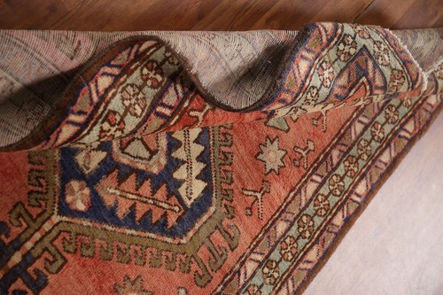 Vegetable Dye Heriz Tribal Vintage Handmade Runner Rug 4x11 Hallway Wool Carpet - 第 20/23 張圖片