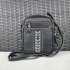 American Bling Lacing Studded Western Mini Crossbody Bag Black