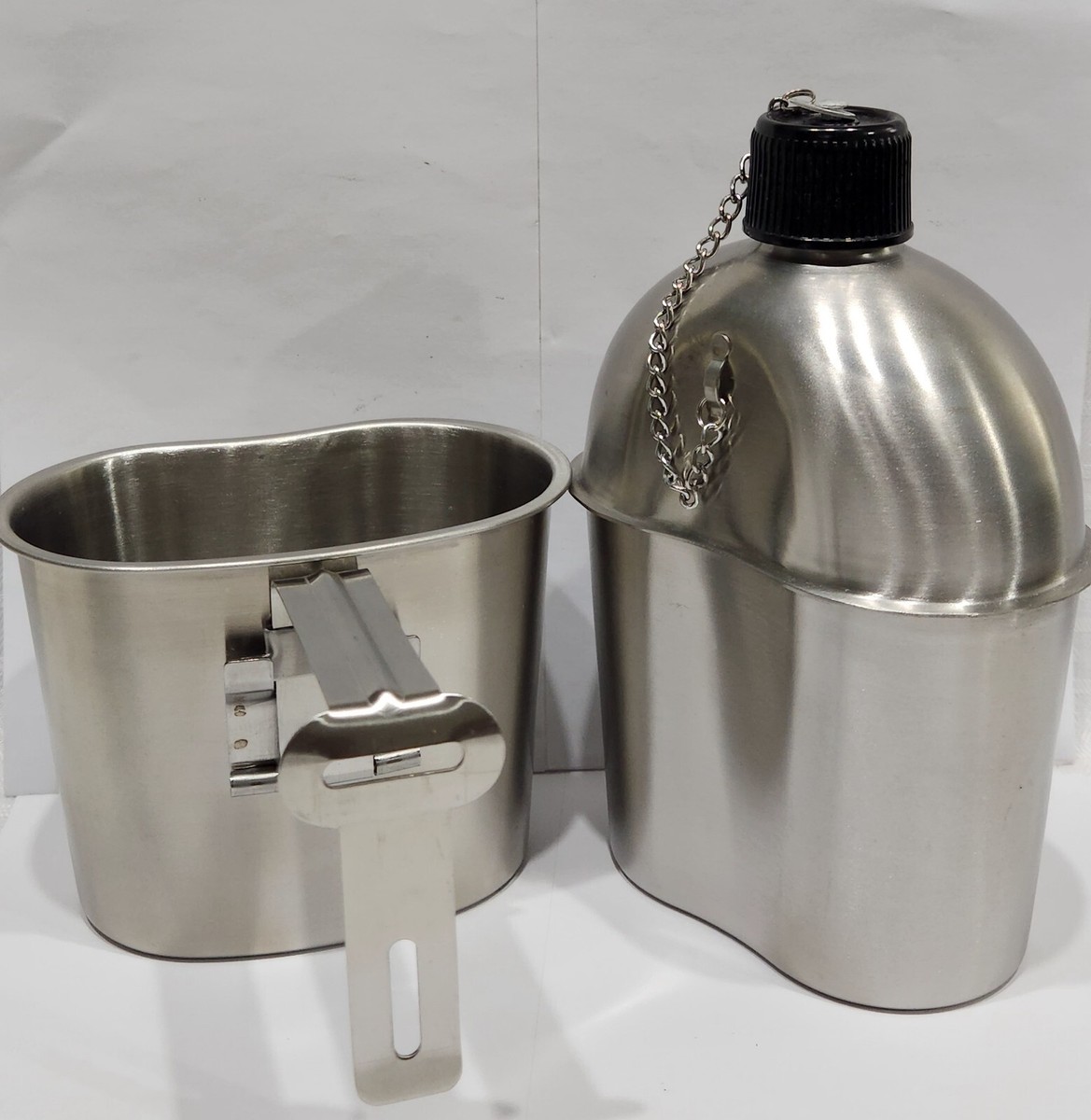 Goetland Stainless Steel WWII US Military Canteen Kit 1QT with 0.5