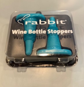 Rabbit Wine Bottle Stoppers, Set of 2, Teal