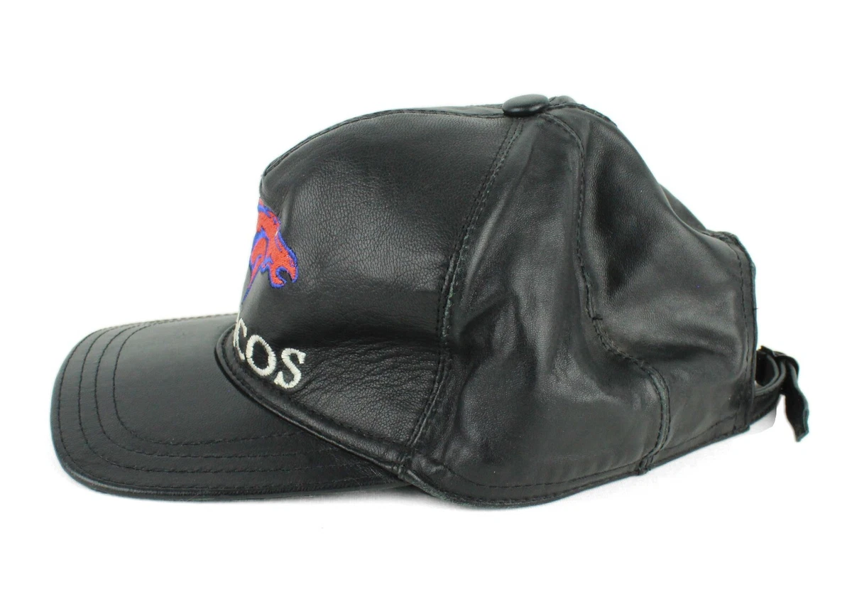 Black leather best sale strapback hat