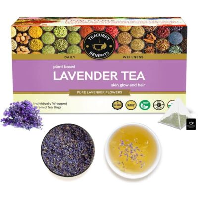 TEACURRY Plant Based Lavander Tea (30 Tea Bags) for Daily Wellness