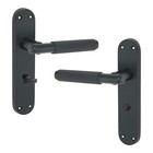 Door Handles Matt Black Knurled Lever Latch Backplate Bathroom Thumb Turn Latch