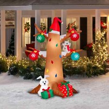 Airblown Inflatables Christmas 6 Foot Winter Tree with Woodland Creatures Scene