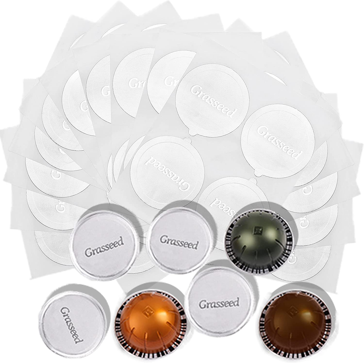 CAPMESSO Reusable Nespresso VertuoLine Capsule Kit – 100 Foil Lids, Holder, Brush & Scoop For Refilling - View #2