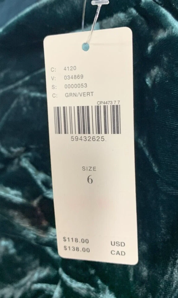 NUEVO CON ETIQUETAS Falda Anthropologie Connie Montie Terciopelo Verde Para Mujer Talla 6 Foto 2 de 4