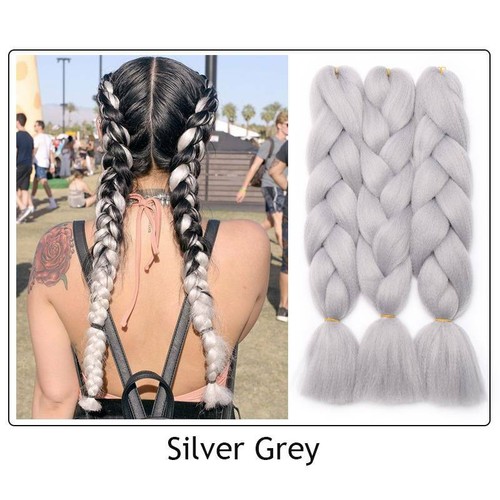 24" Christmas Jumbo Braiding Hair Extensions Ombre Rainbow Twist Braids as Human - Picture 28 of 66