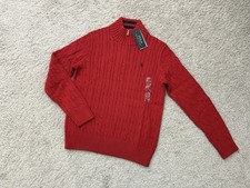 NWT Polo Ralph Lauren Big Boys Cable-Knit 1/4 Zip Sweater Red L/G 14-16