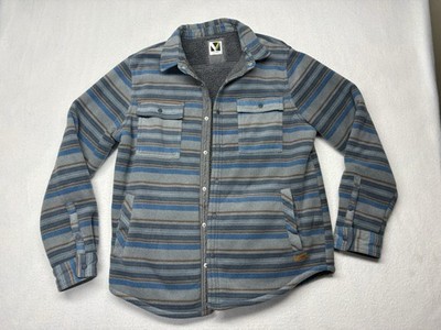 Voyager Fleece Shacket Men M Sherpa Lined Snap Flannel Jacket Blue Cozy Gorpcore