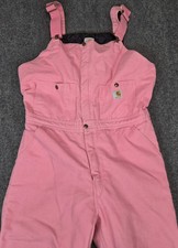Carhartt Pink Double Knee Insulated Bib Overalls Womens Large 12/14