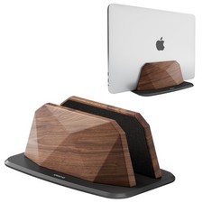 Vertical Laptop Stand Walnut Adjustable Desktop Dock Holder For MacBook PC