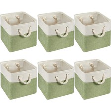 6 Pcs 11 x 11 Inch Cube Storage Bins Fabric Storage Organizer Bins Foldable C...