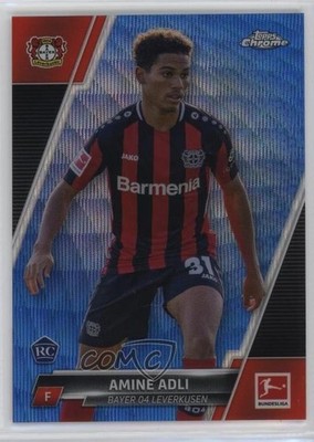 2021 Topps Chrome Bundesliga Blue Wave Refractor /150 Amine Adli Rookie RC 0q3
