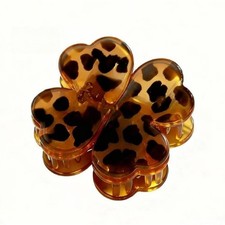 Four Leaf Clover Magnetic Hair Clip PP Plastic Leopard Print Hairpin Accessory