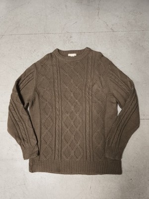VTG Daxon Cable Knit Sweater Brown Wool Blend Size 2XL