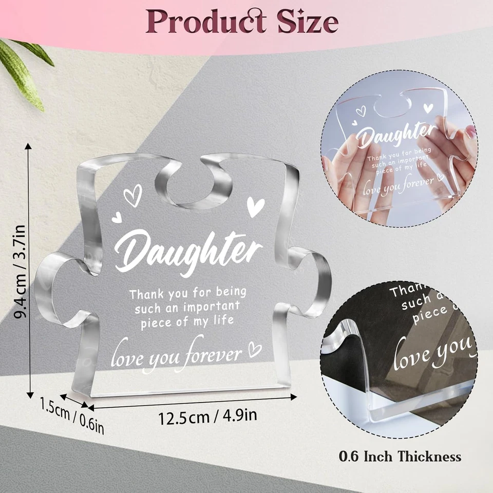 Daughter Gifts from Mom - Engraved Acrylic Block Puzzle, Best Daughter Gifts, Mo - Image 2 of 4