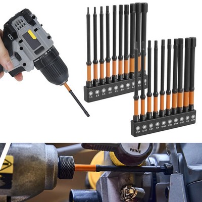 10/20pcs Impact Hex Bit Set Metric & SAE S2 Steel Allen Bits 1/4in Magntic Tips