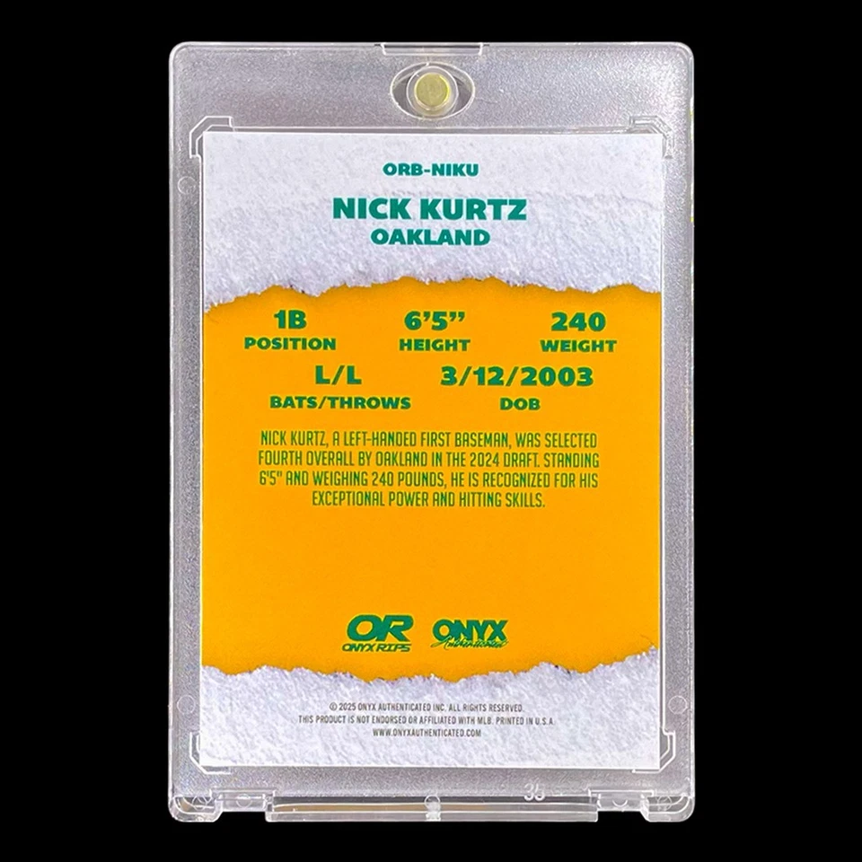 NICK KURTZ RARE ROOKIE SILVER PRIZM HOLO REFRACTOR Onyx RC Non Auto - ATHLETICS - Image 4 of 4