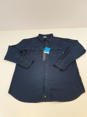 Columbia Summit Watch LS Solid Shirt Mens XL Navy Long Sleeve Button Down AM1067