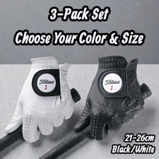 TITLEIST TG73 PROFESSIONAL Golf Gloves 3-Pack Set Black White Choose Color/Size
