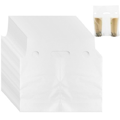 250 Pack Handle Drinking Poly Bags, Portable 2 Cup Plastic Packaging Drinking...
