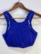 Athleta High Neck Loop Bikini Top Blue Women’s Size 34D/DD