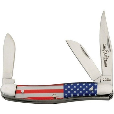 Rite Edge 3 Blade Stockman Flag Satin Finish Folding Knife ABS Handle - 211582