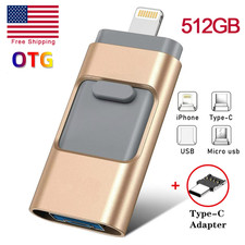512GB Memory Stick 4IN1 USB3.0 Flash Drive Pendrive For Samsung iPhone iPad PC