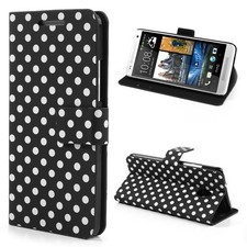 Business Case HTC One Mini M4 Stand Book Black White Dotted
