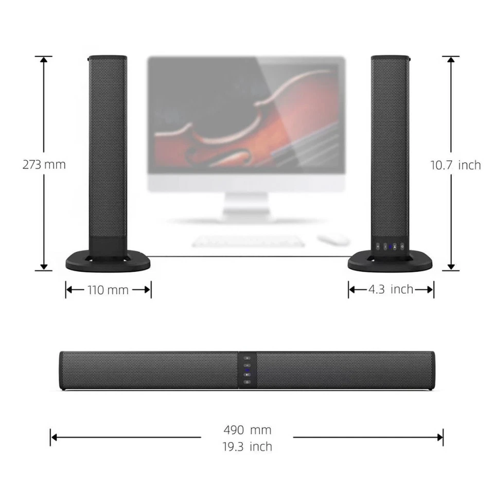 3D Surround Bluetooth Soundbar TV-PC SoundSystem Home-Theater Subwoofer Soundbar - Bild 4 von 4