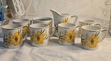 Andrea By Sadek Tea Set 9046 Floral Cups Creamer Sugar Dish