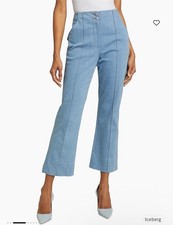 Veronica Beard Kean Crop Denim Pants Light Blue High-Waisted Flared 4