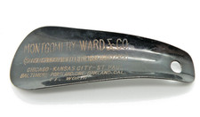 50'S Vtg Metal Shoe Horn MONTGOMERY WARD  CO. Shoes Advertising 7 Cities Black
