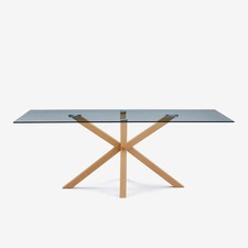 Tavolo di design in vetro e legno 200x100cm con gambe incrociate Horo