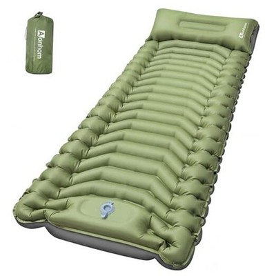 Camping Sleeping Pad, 4'' Thick Ultralight Inflatable Sleeping Mat with Green