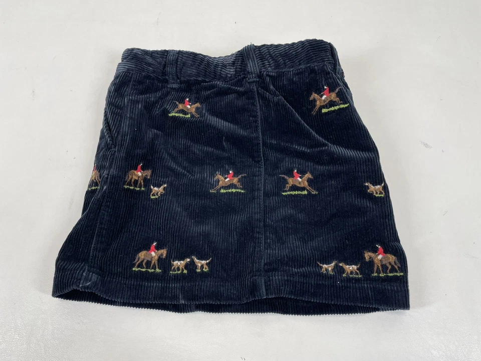 Ralph Lauren Embroidered Corduroy Skirt Girls Size 6 Blue All Over Equestrian - Image 2 of 4